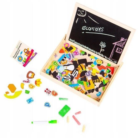Ecotoys dřevěná magnetická tabulka Puzzle