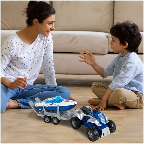 Dětská interaktivní čtyřkolka na setrvačník s lodí 4WD Offroader