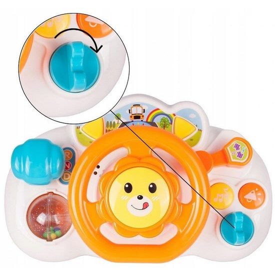 Interaktivní volant pro nejmenší se světlem a zvukem Lion Driver oranžový