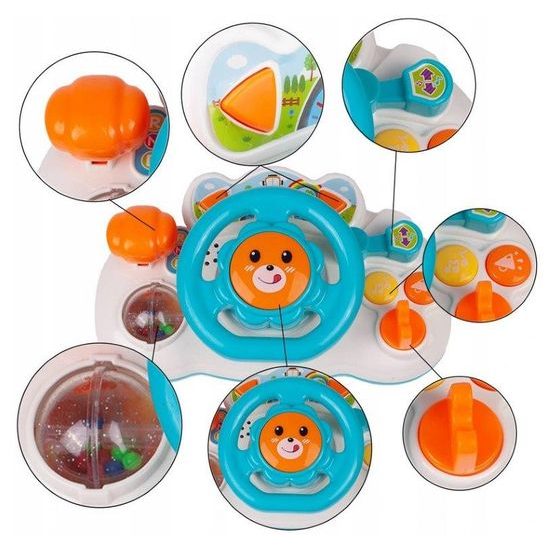 Interaktivní volant pro nejmenší se světlem a zvukem Lion Driver modrý