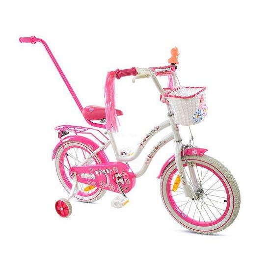 Mexller dětské kolo SISI 16" s vodící tyčí bílorůžové