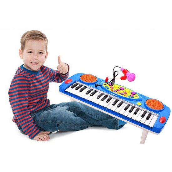 Dětské elektronické klávesy s mikrofonem a nahráváním Music Keyboard modré