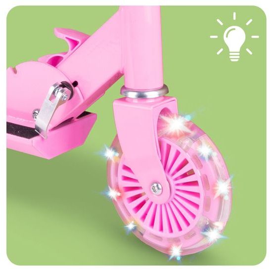 Dětská skládací koloběžka Scooter se svítícími koly - růžová