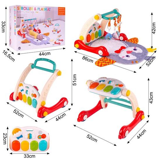 Chodítko 2v1 s hrací dekou a piankem Playmat Stroller