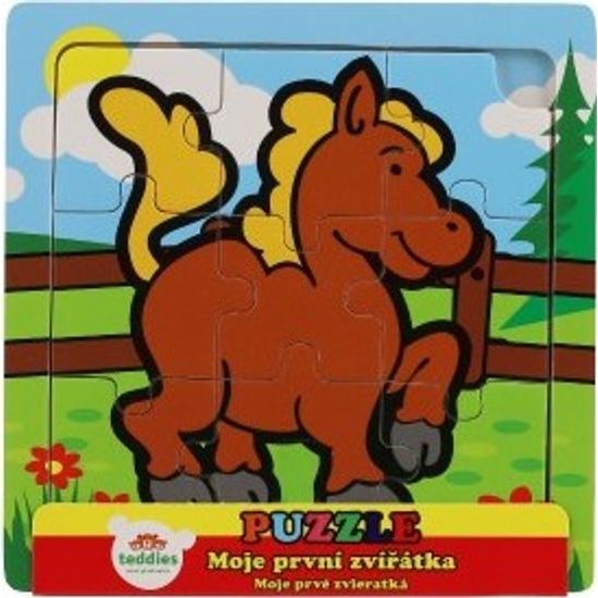 Dřevěné Mini puzzle 9 dílků - Moje první zvířátka pro nejmenší - mix 6 druhů