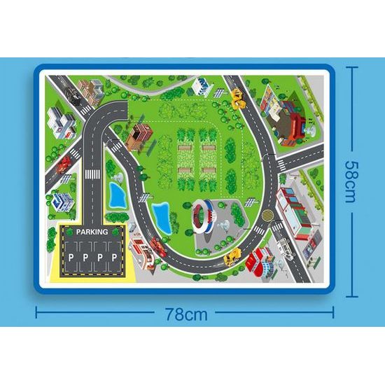 Parkovací garáž s výtahem na baterie, autíčky a hrací podložkou Police Garage