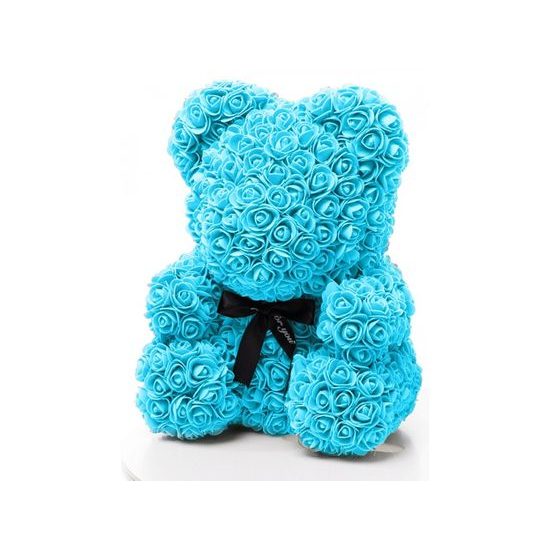 Medvídek z růží modrý Rose Bear 40 cm