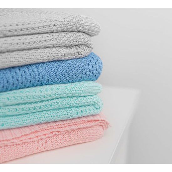 Sensillo Dětská pletená bambusová deka do kočárku 100x80 cm máta