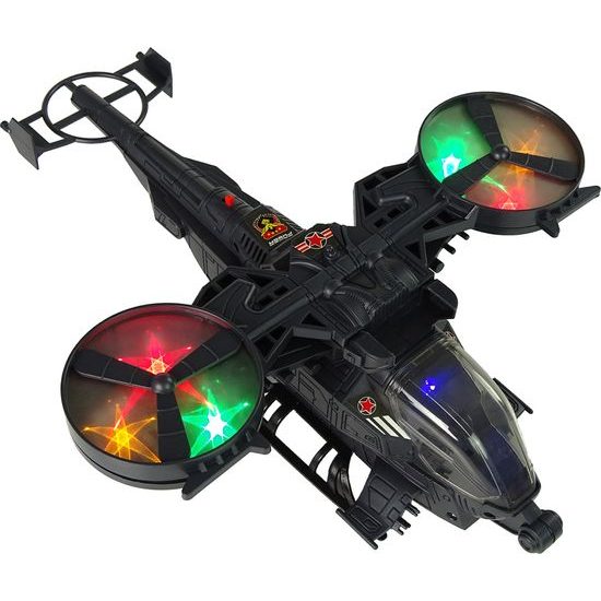 Vojenský vrtulník svítící se zvukem