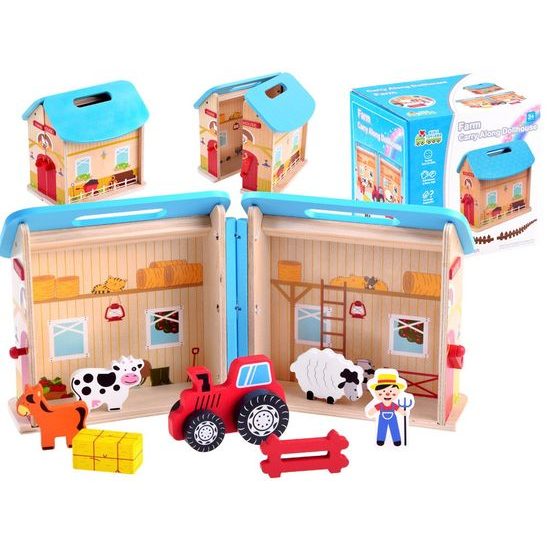 Dřevěný rozkládací domeček se zvířátky Farm House