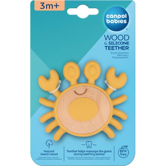 CANPOL babies Dřevěno-silikonové kousátko KRAB