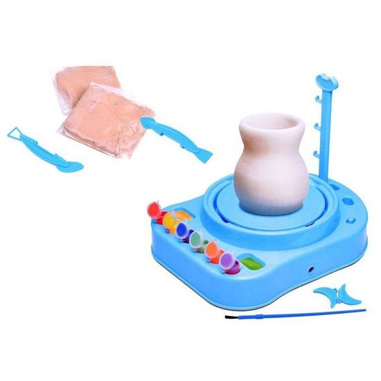 Dětský hrnčířský kruh s hlínou a barvami Pottery Workshop růžový