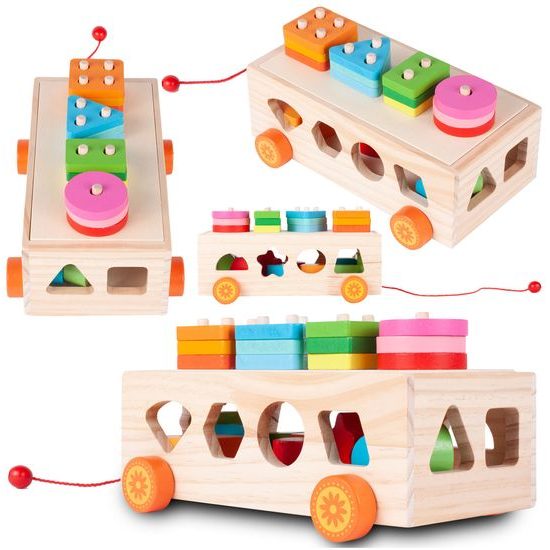 Dřevěné autíčko s kostkami Matching Car