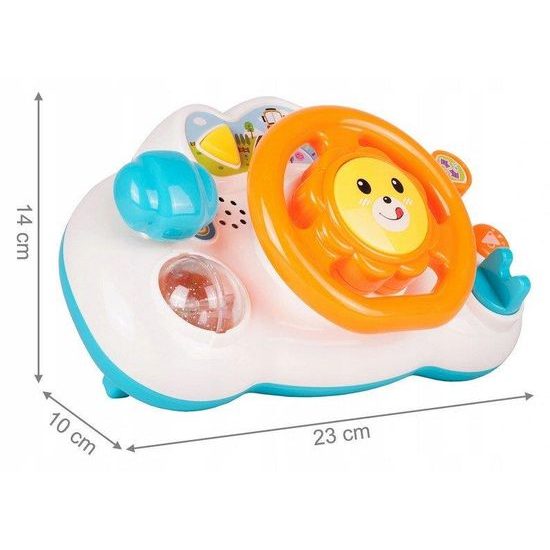 Interaktivní volant pro nejmenší se světlem a zvukem Lion Driver oranžový