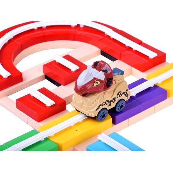 Postavte si autodráhu s auty dinosaury, 143 dílků