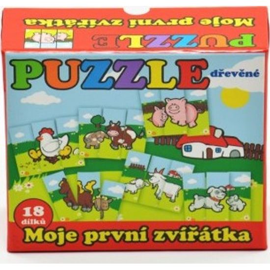 Dřevěné Puzzle Moje první zvířátka 18 dílků pro nejmenší