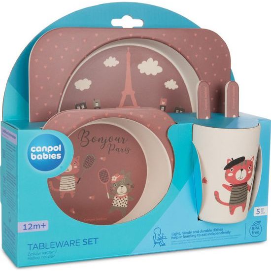 CANPOL babies Sada nádobí BONJOUR PARIS 5ks červená