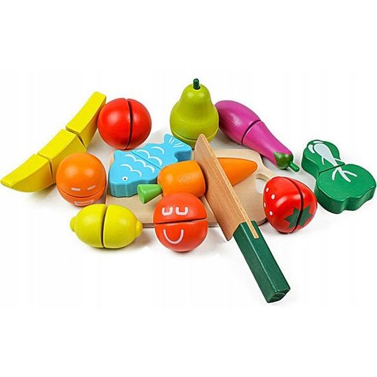 Doris sada dřevěného ovoce a zeleniny v boxu