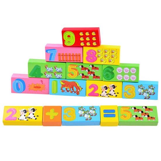 Sada dřevěných kostek se zvířátky 100 ks v kyblíku Farm Animal