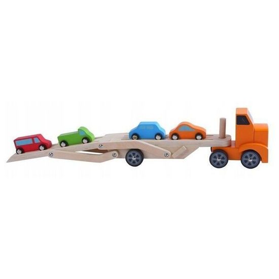 Ecotoys dřevěné autíčko Odtahovka + 4 autíčka
