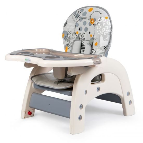 ROZBALENO Ecotoys jídelní židlička 2v1 Myška šedá