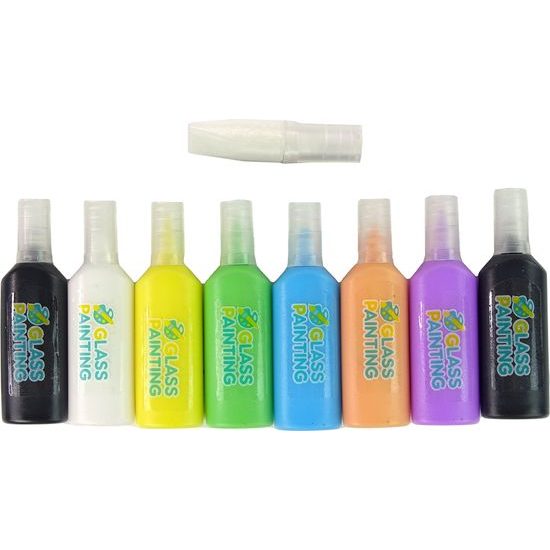 Sada barviček na sklo s předlohou - jednorožec