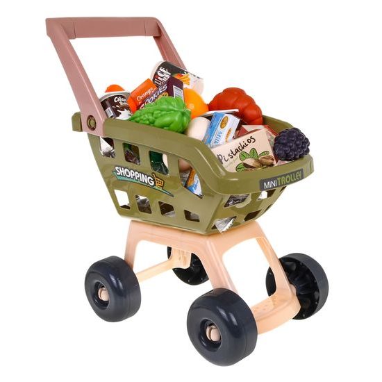 Dětský obchod Supermarket s nákupním vozíčkem - hnědý