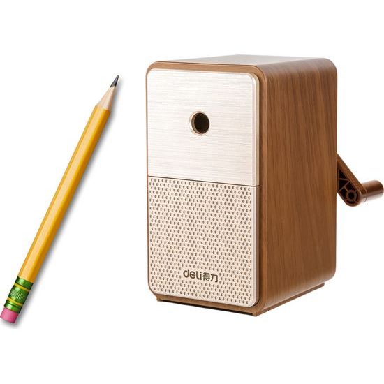 Strouhátko na tužky s kličkou, se zásobníkem a nastavitelným ostřím, hnědá