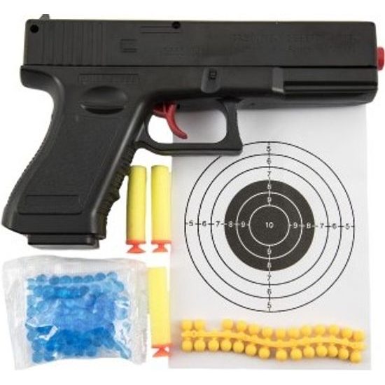 Pistole na kuličky + vodní kuličky + pěnové náboje 3ks + gumové kuličky