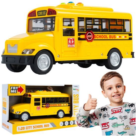 Dětský autobus se světlem a zvuky School Bus 1:20