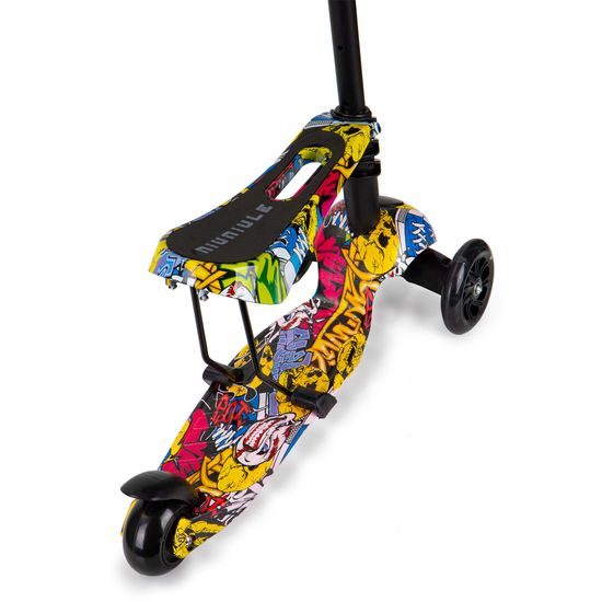 Ecotoys dětská koloběžka se sedátkem a svítícími koly Graffiti černo-žlutá