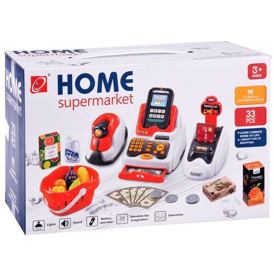 Dětský obchůdek na baterie s pokladnou příslušenstvím Home Supermarket