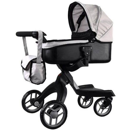 Alice moderní hluboký kočárek pro panenky 4544 šedý