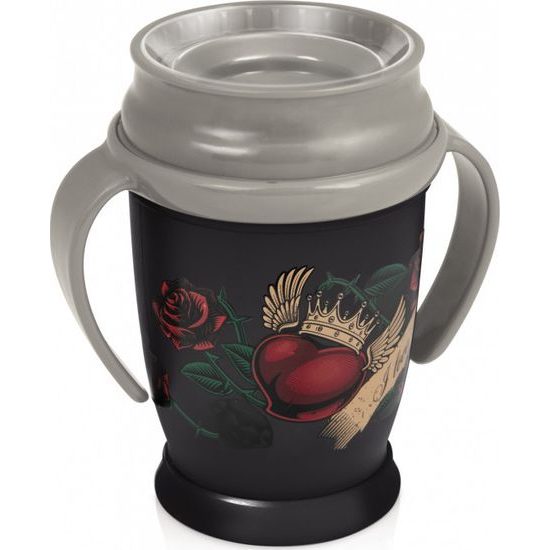 Lovi LOVI Kouzelný hrneček 360° 9+, I Love, 250 ml - černo/šedý