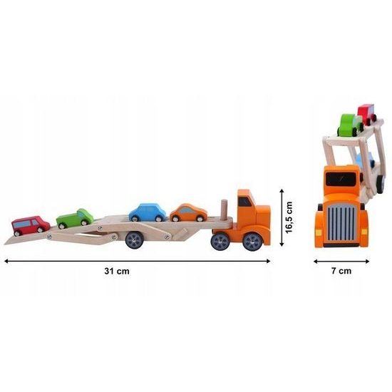 Ecotoys dřevěné autíčko Odtahovka + 4 autíčka