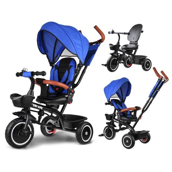 Dětská tříkolka Tiny Bike s otočným sedadlem 3v1 modrá