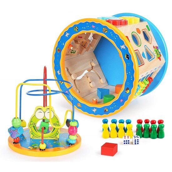 Dřevěná edukační kostka s labyrintem Activity Cube 8v1