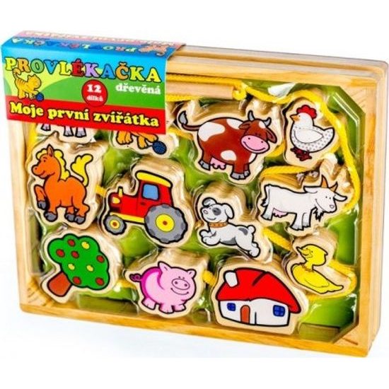 Dřevěná Provlékačka - Moje první zvířátka 12 dílků