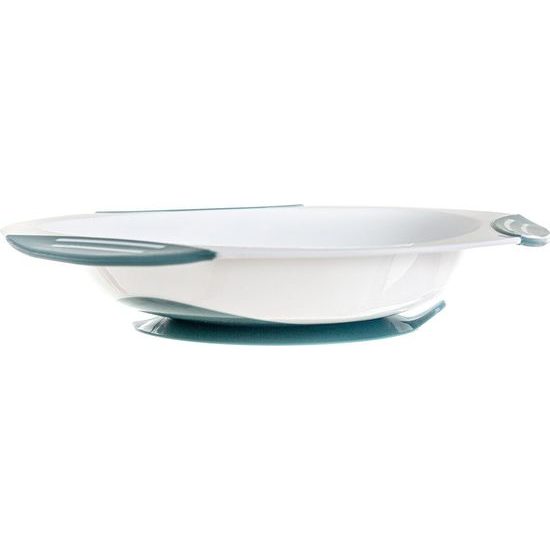 Talířek s přísavkou tyrkysová-bílá