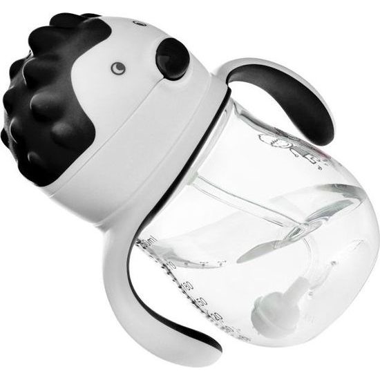 Akuku Dětská kouzelná láhev s brčkem a závažím šedá, 250 ml