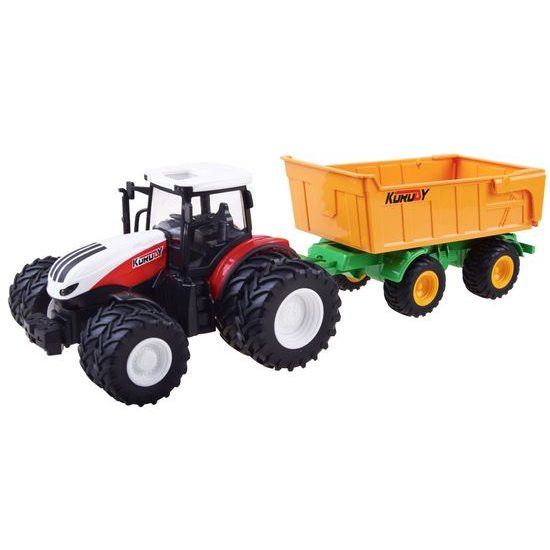 Traktor na dálkové ovládání se žlutou vlečkou Farm Machine 1:24