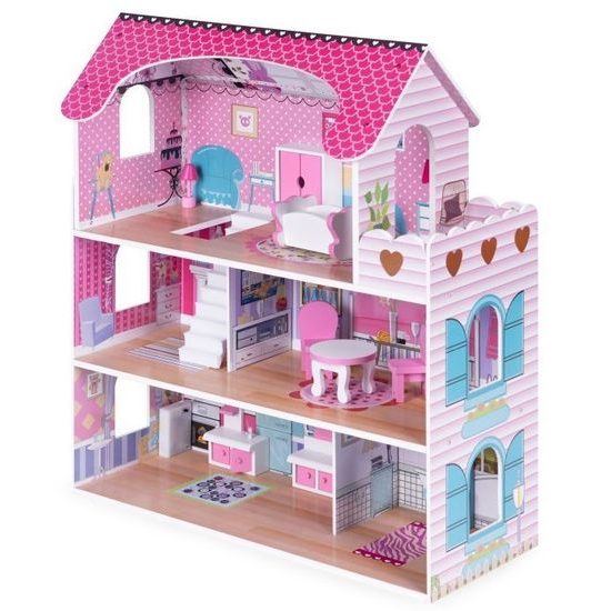 Ecotoys dřevěný domeček pro panenky s LED barevným osvětlením Tennessee