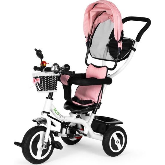 Ecotoys dětská tříkolka s otočným sedadlem růžová - gumová kola