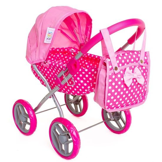 Doris kočárek pro panenky 9325 růžovo-bílý Retro