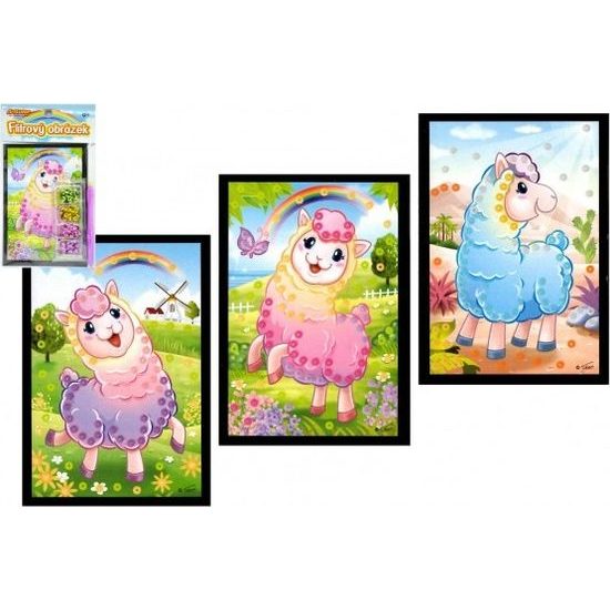 Flitrový mini obrázek lama - mix 4 druhy