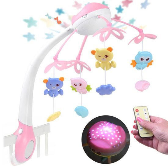 Doris kolotoč nad postýlku s projektorem a dálkovým ovládáním Bed Bell růžový