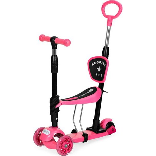 Ecotoys dětská koloběžka se svítícími koly Bedrunka růžová 5v1