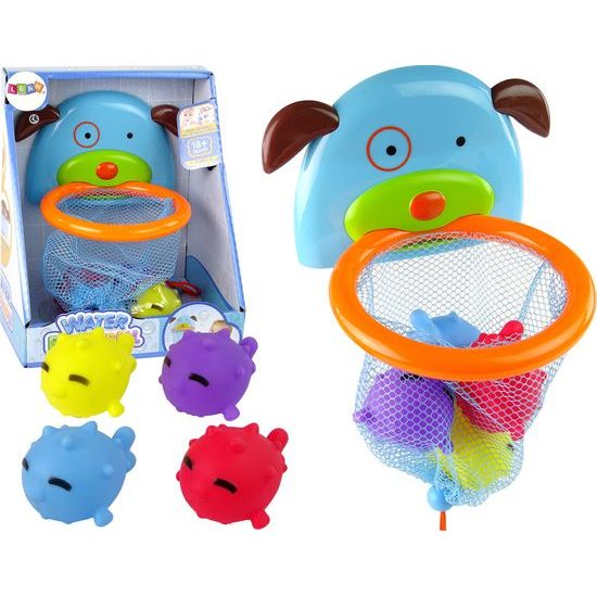 Hračka do vany - mini basketbalový koš se psem a rybičkami