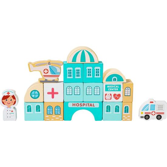 Ecotoys sada dřevěných kostek 121 ks v Městečko