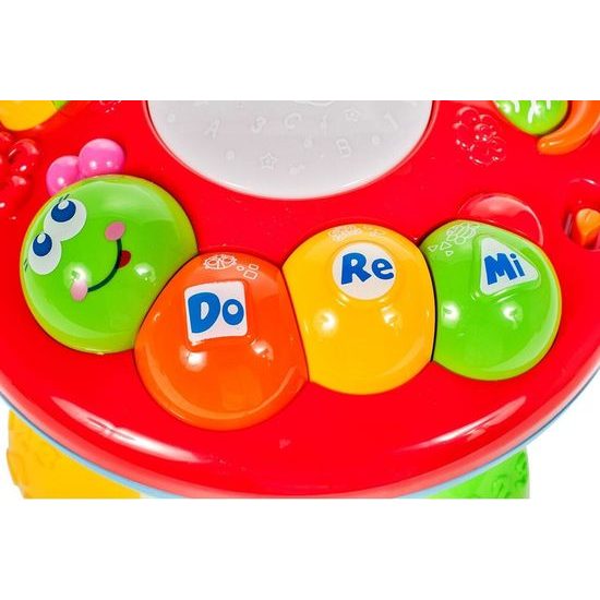 Edukační stoleček s piankem a zvuky 2v1 Housenka